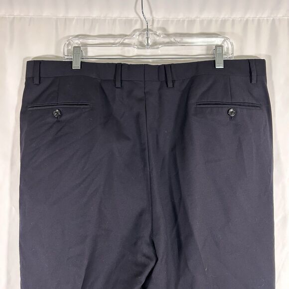 Baroni Super 150s Wool Pants Men's 40 Black Pleated Office Work Slacks - Picture 6 of 7